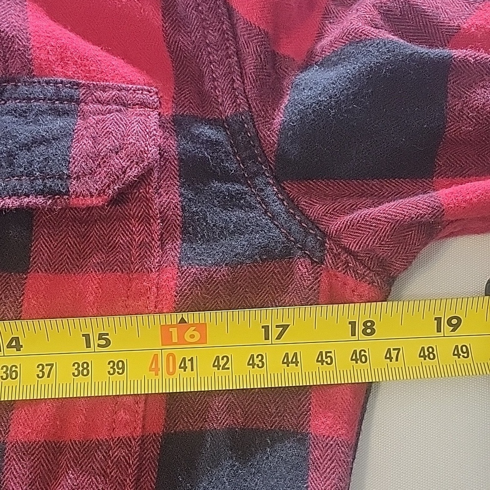 Men's George Red Flannel Plaid Long Sleeve Shirt XS - Picture 5 of 6